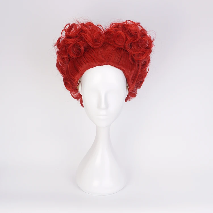 Anime The Red Queen Short Red Curly Styled Heat Resistant Cosplay Costume Hair Party  Wig+ Free Wig Cap