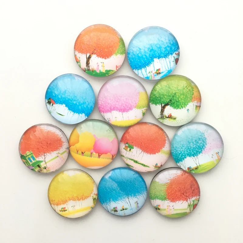 Free shipping 12pcs Colorful Life Tree Fridge Magnets Round Whiteboard Message Stickers X-Max Gift for Kids Home Decoration