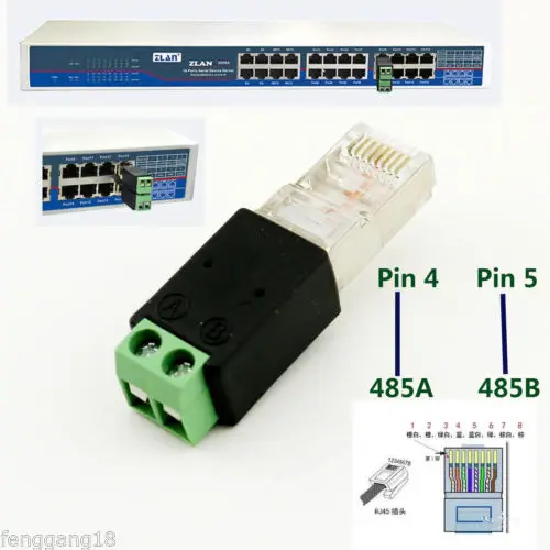 10ピースrj45オス485 2ピン(4 5 p)ネジ端子アダプタコネクタスプリッタcctv dvr