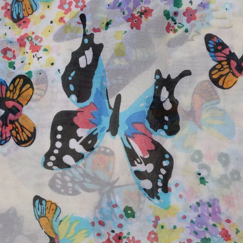 Bufanda de gasa de verano Bufandas de mariposas Bufanda de mujer Chal largo Bufanda infinita de gasa de primavera Foulard hijab bufanda 150 * 40cm