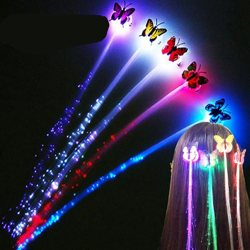 

Gafas Led for party 100pcs/lot Led Luminous Flower led Hair Clip Light Up Butterfly Bar Party Decoration party Supplies Toy