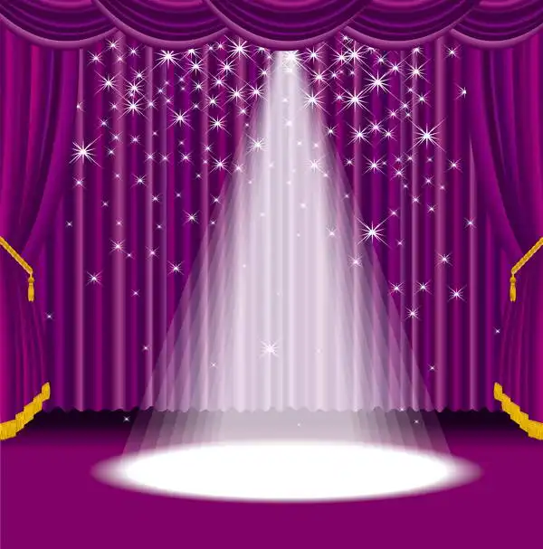 

10x10FT Purple Curtain Drape Sparkle Stars Spotlight Stage Custom Photo Studio Backdrop Background Vinyl 300cm x 300cm