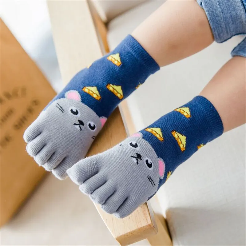 Lawadka Cotton Kids Socks For Girls Boys Fashion Five Fingers Print Children\'s Boy Girl Sock Cartoon 3-12Years Four Seasons 2024