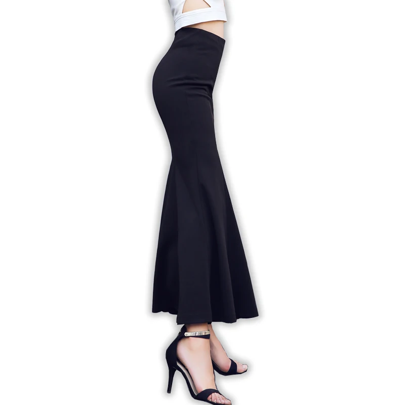 Free Shipping 2024 New Fashion Long Maxi Skirt For Women Plus Size XS-3XL Mermaid Style Stretch Ladies Black And White Skirts