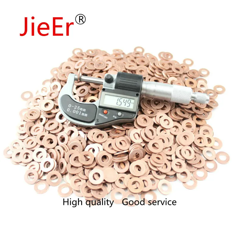 JieEr  F00VC17503(7mm*15***1.5mm)  for INJECTOR NOZZLE COPPER washer   F 00V C17 503 Auto Injector Spare Parts Copper Shim