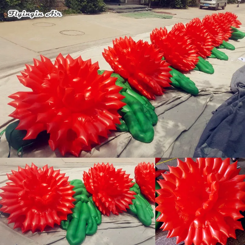 Wedding Appearance Decorations Inflatable Artificial Flower Chain 8m/10m Length Customized Red Rose String For Stage And Party