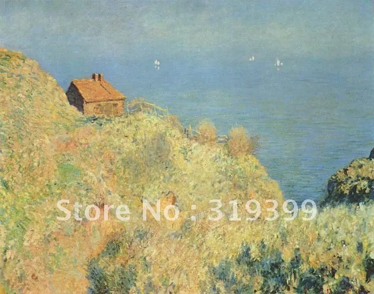 

Oil Painting reproduction on linen canvas,The Fisherman's house at Varengeville by claude monet ,100%handmade,Fast Shipping