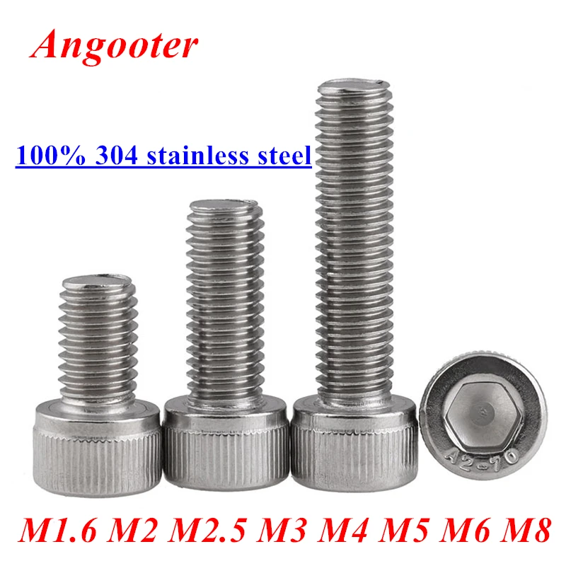 DIN912 Allen socket head screw 304 stainless steel M1.6 M2 M2.5 M3 M4 M5 M6 M8 Hexagon socket head cap screws hex socket screw