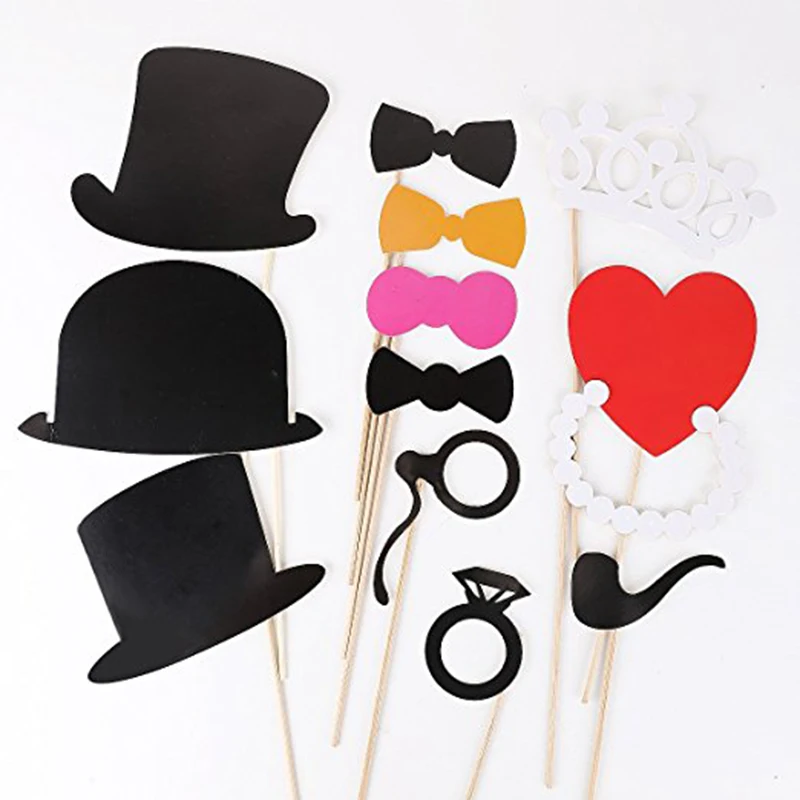 44pcs DIY Photo Booth Props Funny Mask Glasses Mustache Lip On A Stick Photobooth Birthday Wedding Decoration Party Accessories