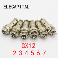 1pcs GX12 2 3 4 5 6 7 Pin Male & Female 12mm Wire Panel Connector Aviation Plug L91 GX12 Circular Connector Socket Plug