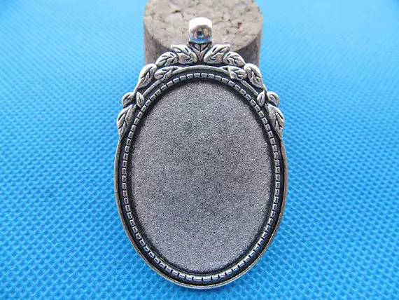 5pcs  Antique Silver tone/Antique Bronze Rose Flower Base Setting Tray Bezel Pendant Charm/Finding,Fit 30mmx40mm Cabochon//Cameo