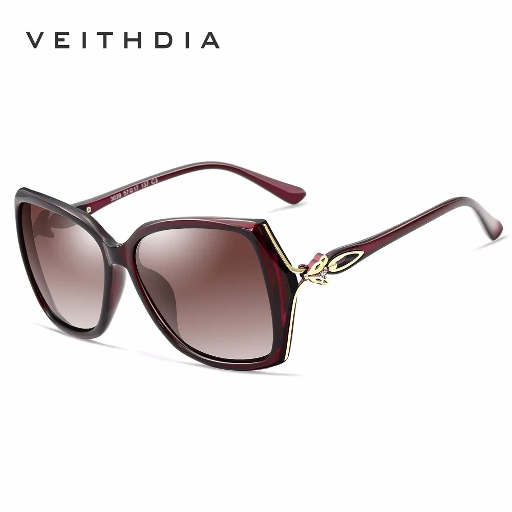 VEITHDIA-Retro Sunglasses for Women, Polarized UV400, Luxury Vintage Fashion, Ladies Sun Glasses, Eyewear for Female, 3039
