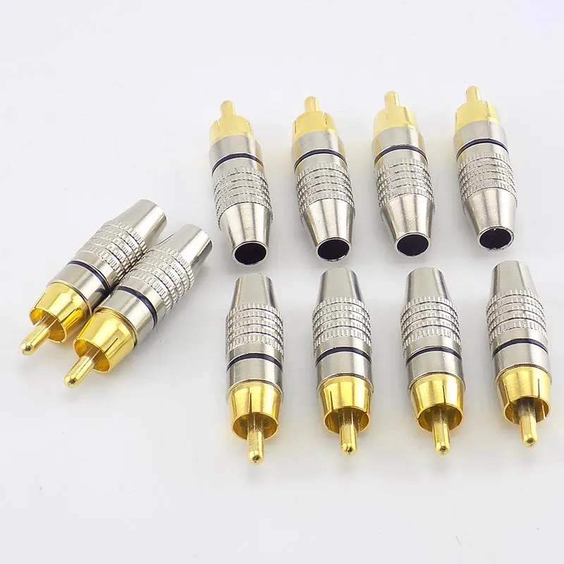 1/4/10pcs RCA Male Connector Non Solder plug Adapter for Audio Cable Plug Video CCTV camera Solder-Free high quantity