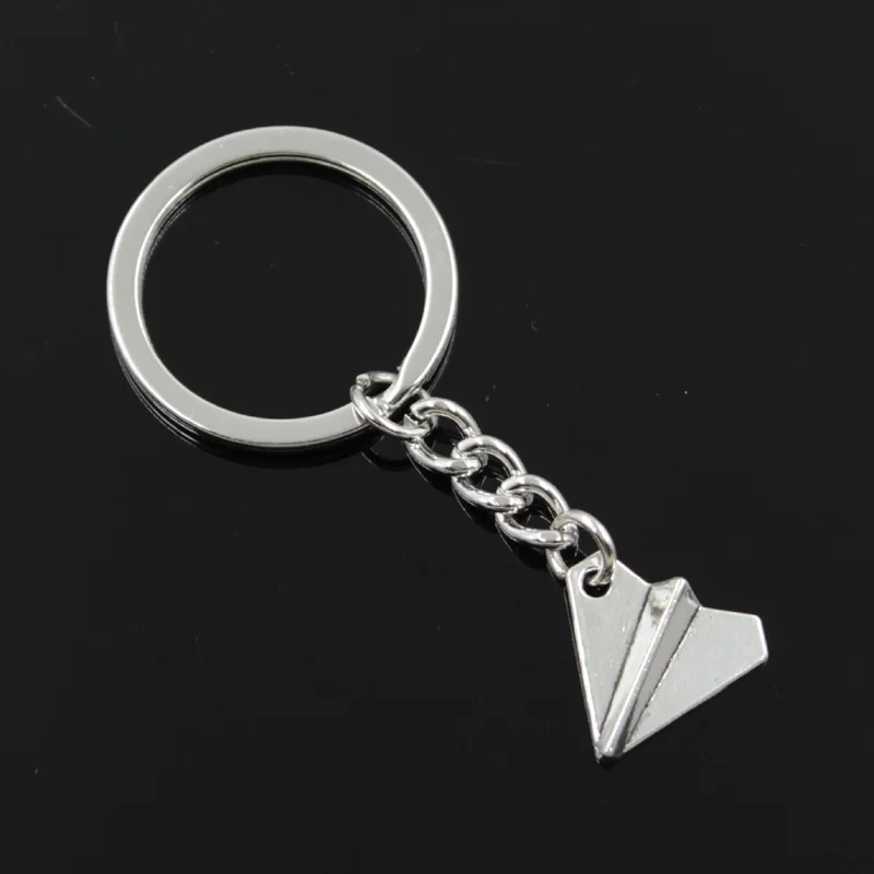 New Fashion Men 30mm Keychain DIY Metal Holder Chain Vintage Paper Airplane Plane 18x17mm Silver Color Pendant Gift
