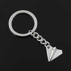 New Fashion Men 30mm Keychain DIY Metal Holder Chain Vintage Paper Airplane Plane 18x17mm Silver Color Pendant Gift