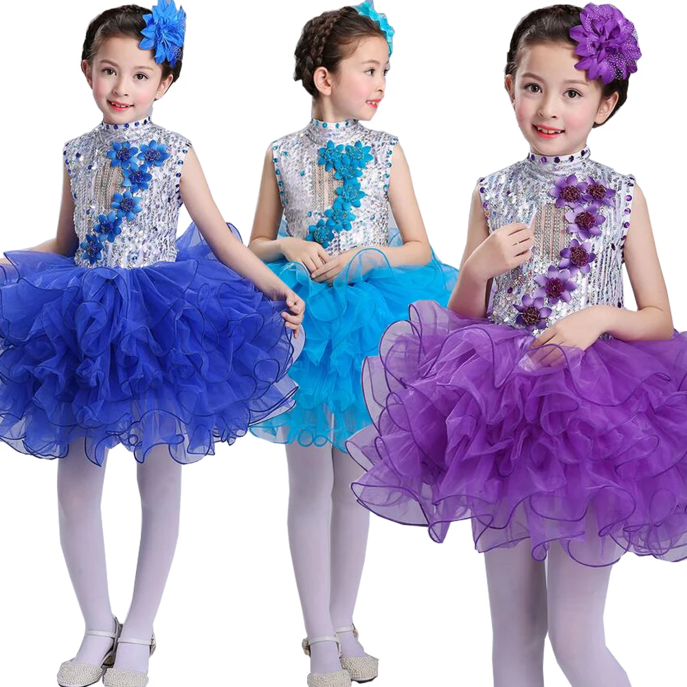 Girls Princess Fancy Dancing dress kids Ballroom Jazz Hip Hop Dresses Ball Party Wear Girl Sequined Halloween Christmas Outfits