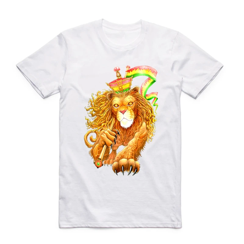 2019 S-XXX Men Women Rasta Rastafarian Novelty Leisure Lion T-shirt Short sleeve O-Neck Casual Harajuku White Fashion Tshirt