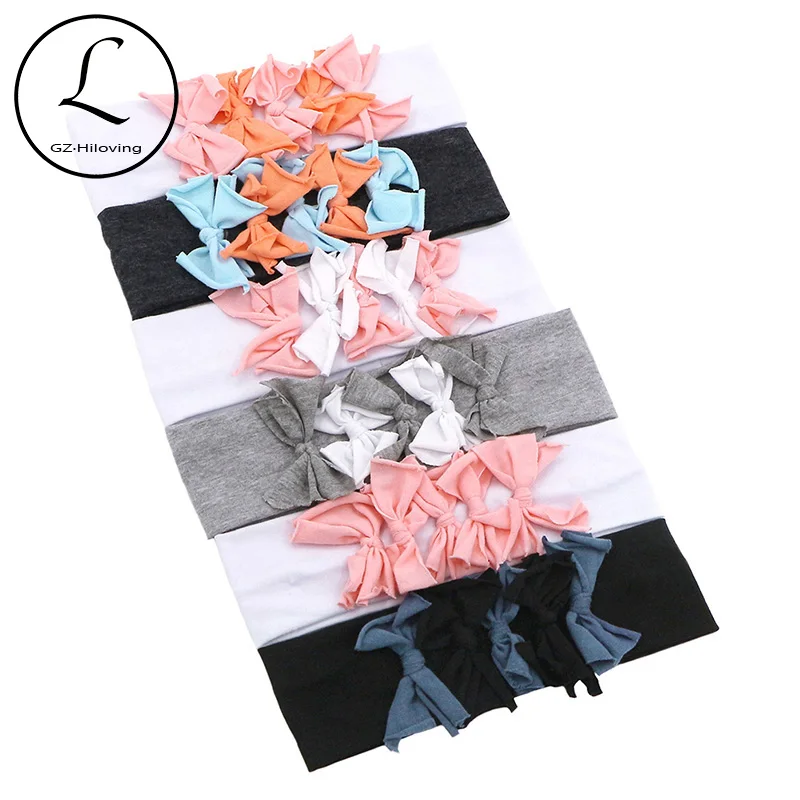 

GZHilovingL Solid Cotton Cute Bow Headwear Baby Girls Toddler Headbands Soft Comfortable Flower Turban Children Hair Accessories