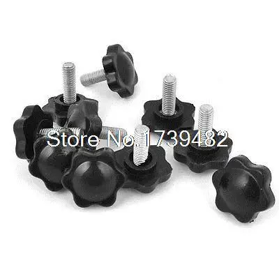 M6 x 16mm Male Thread 25mm Star Head Dia Screw On Type Clamping Knob 10Pcs