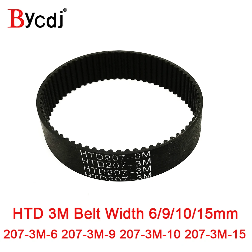 

HTD 207 3M Timing belt Pitch length 207mm width 6mm 9mm 10mm 15mm Teeth 69 Rubber HTD3M synchronous belt 207-3M in closed-loop