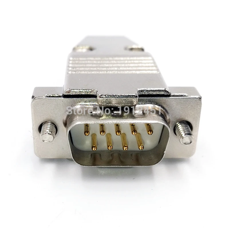 Db9 vga plug conector cabo de dados plugue caso de metal banhado a ouro latão porta tomada 9pin rs232 fêmea adaptador masculino