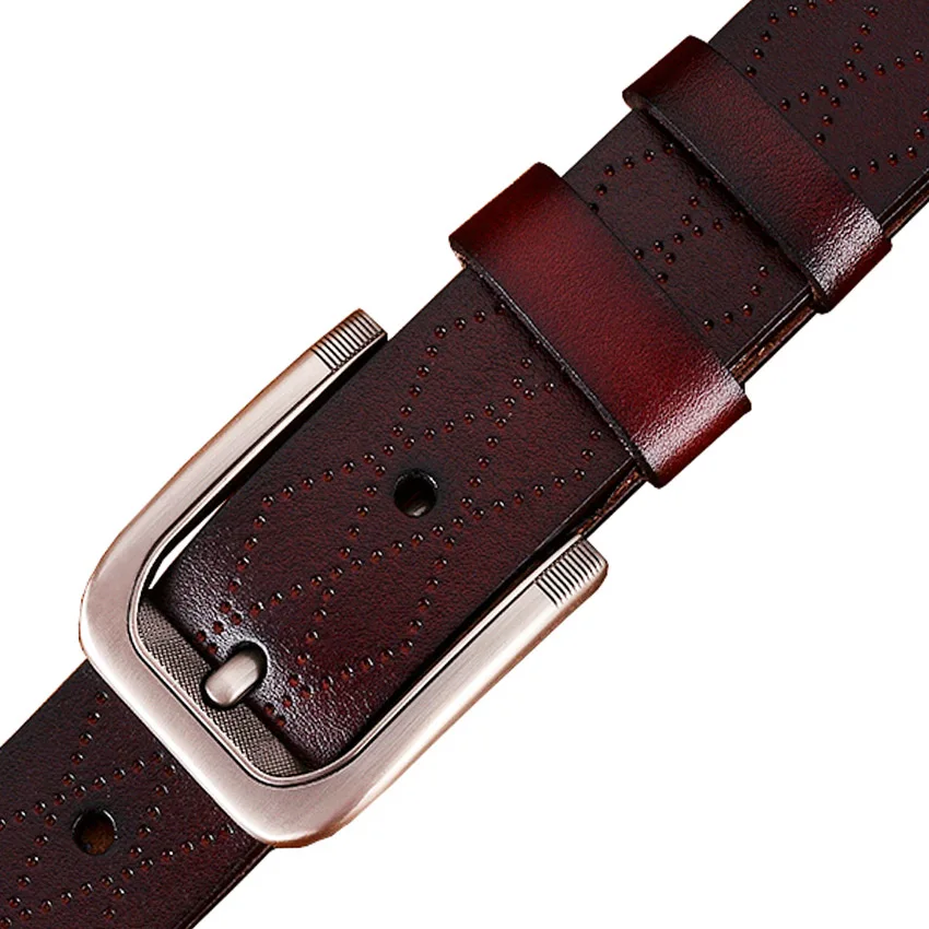 Fashion Geometric genuine leather belts for men Luxury pin buckle belt man Quality second layer Cow skin strap male Width 3.8 cm