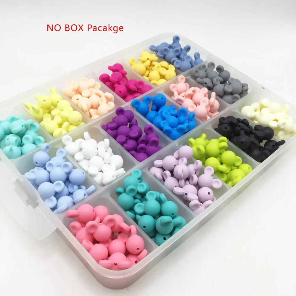 50pcs Mickey Baby Teething Beads Food Grade Cartoon Mouse Shape Beads For Necklaces BPA Free Baby Teether Toy Nursing