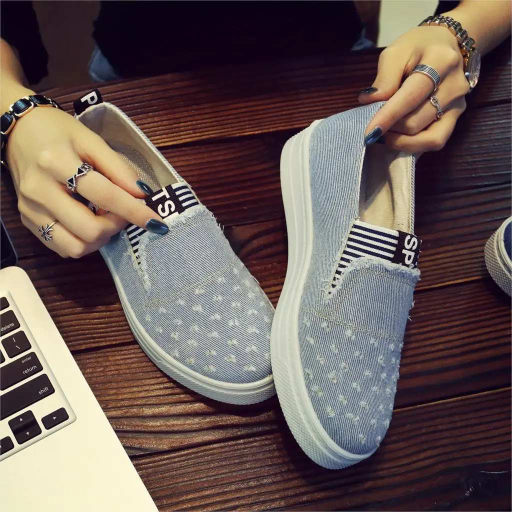 Women Canva Sneakers Shoes Spring Denim Shoes Female Flats Gril Students Casual Classic Shoes New Jeans Feminino Zapatos Mujer