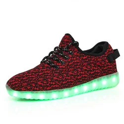 Children & Adult Shoes 7 Colorful LED Lights Men & Women Breathable USB Rechargeable Fluorescent Luminous Sneakers Size 35-46