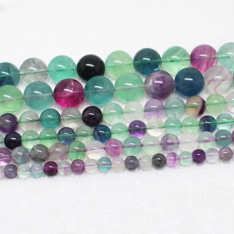 Natural Beautiful Fluorite 6,8,10,12,14mm Round Loose Beads 15\