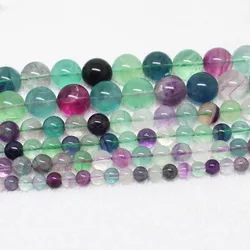 Natural Beautiful Fluorite 6,8,10,12,14mm Round Loose Beads 15