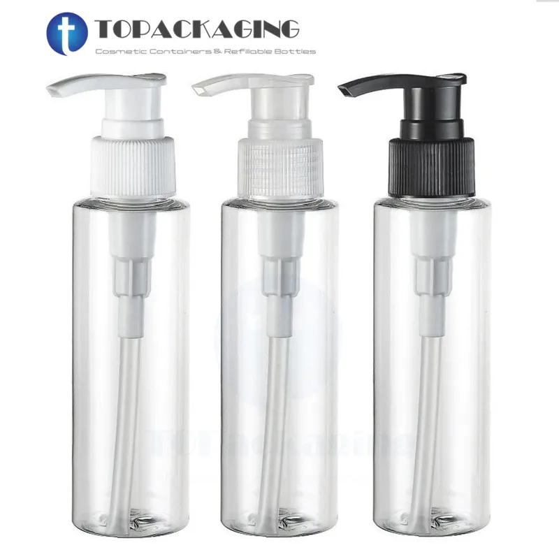 

30PCS*100ML Spiral Lotion Pump Bottle Transparent PET Plastic Cosmetic Container Empty Shampoo Sample Essence Oil Bottles