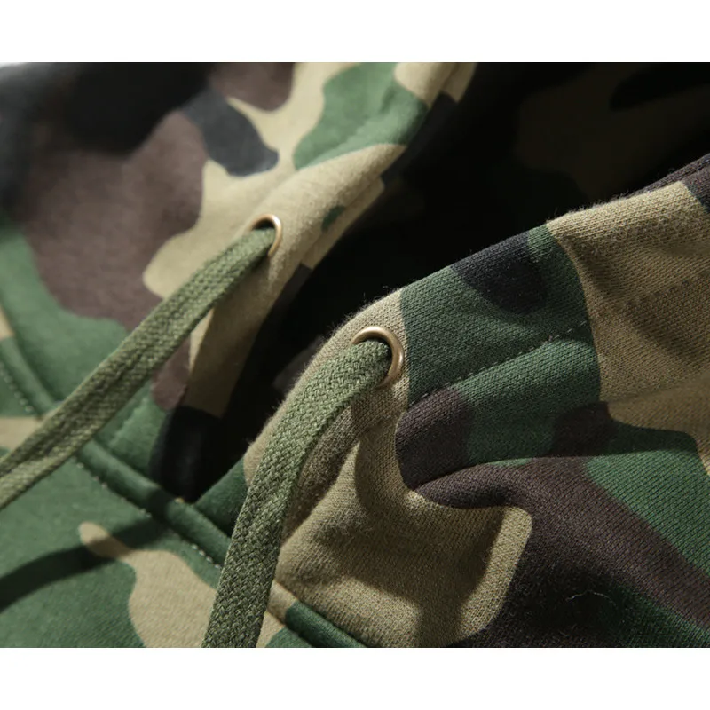 [EL BARCO] Autumn Warm Cotton Camouflage Hooded Sweatshirts Men Military Pullovers Hoodies Male Winter Tops Outcoat Size M-3XL