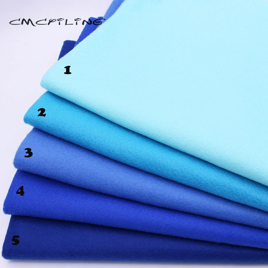 CMCYILING Blue Series Soft Felt Fabric For Needlework DIY Sewing Dolls Crafts, Non-woven, Polyester Cloth 45*110CM