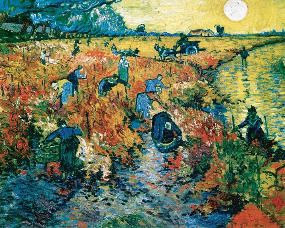 landscape frameless canvas painting scenery masterpiece reproduction The Red Vineyard at Arles, c.1888 by Vincent van Gogh