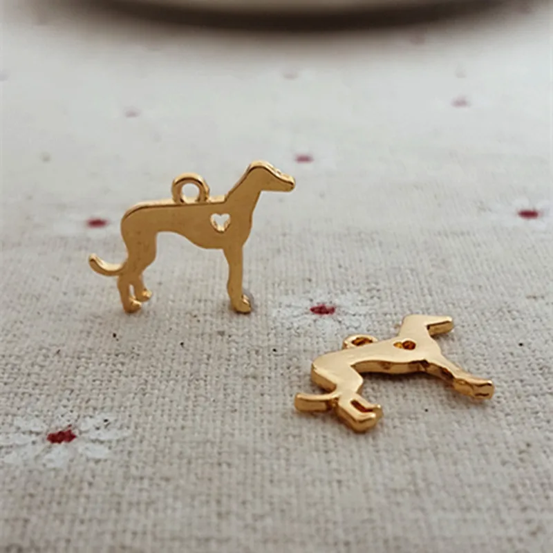 High Quality 10 Pieces/Lot 9*20MM Gold and Silver Color Barley dog Charms Animal charms For Jewelry Making