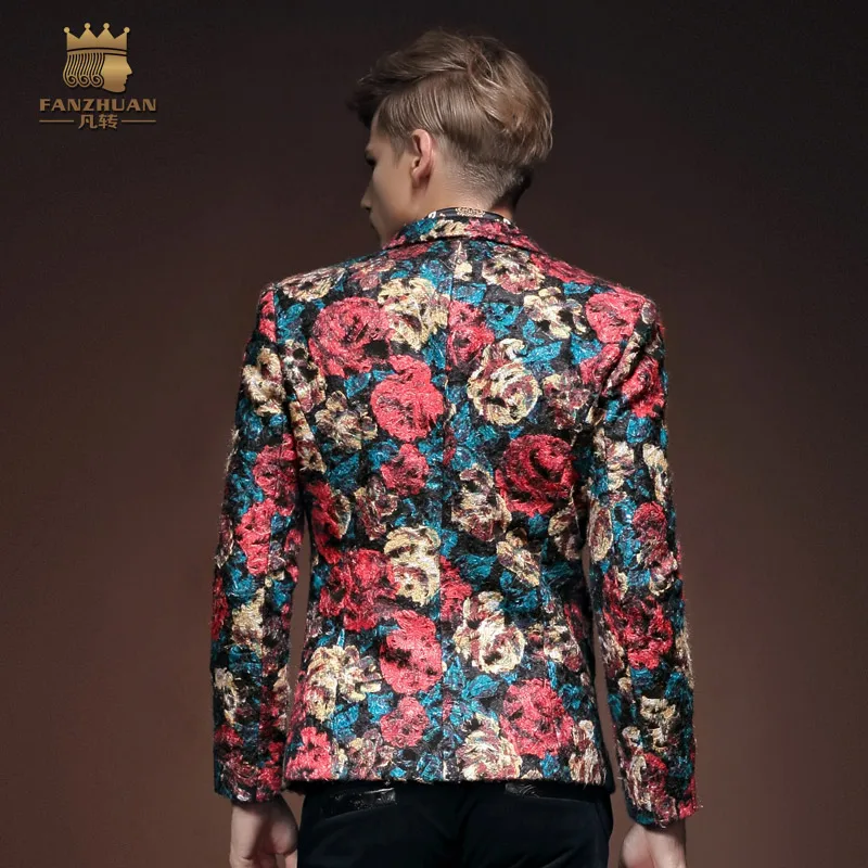 Fanzhuan free shipping new fashion men's male slim 2017 Flower  Floral suit jacket 14078 blazer winter autumn plussize promotion