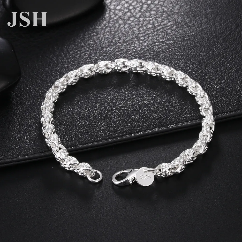 wholesale Silver color chain women Men lady noble nice bracelet fashion charm chain jewelry wedding party , LH025