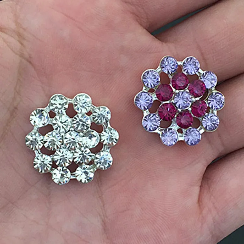 2016New 100Pcs Plum Rhinestones Flatback Button for Children Headband Kids Hair Accessories HZ125