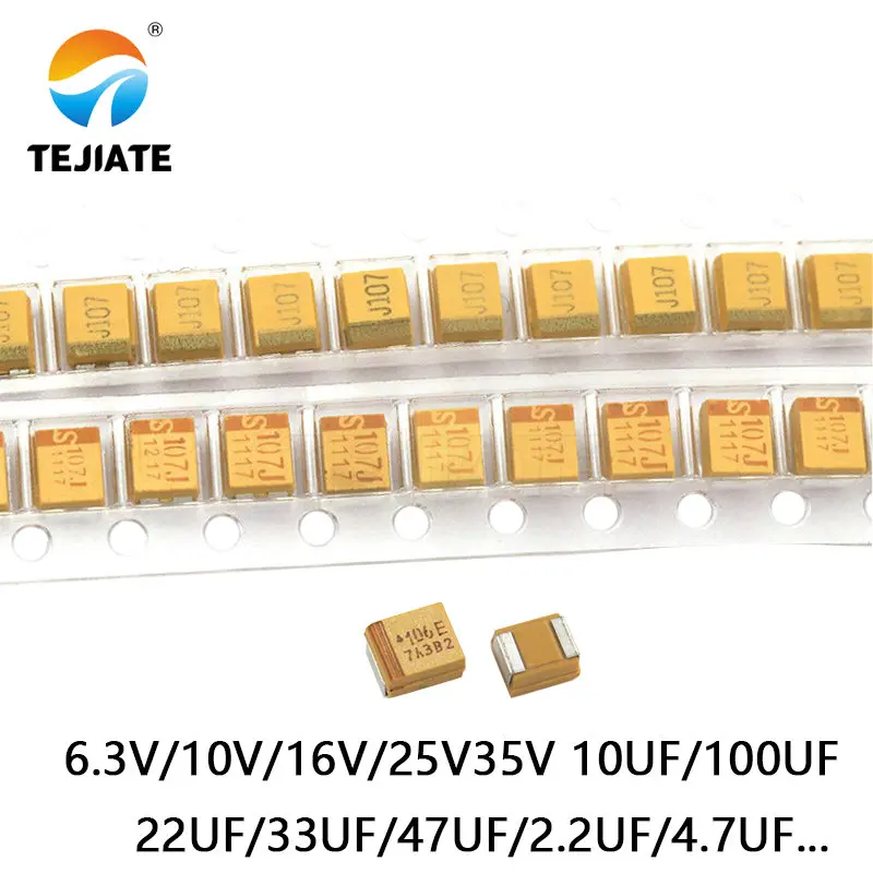 10PCS Tantalum capacitor type B 3528 patch 6V/10V/16V/25V/35V 10uF 1uF 106 2.2UF 3.3UF 4.7UF 22UF