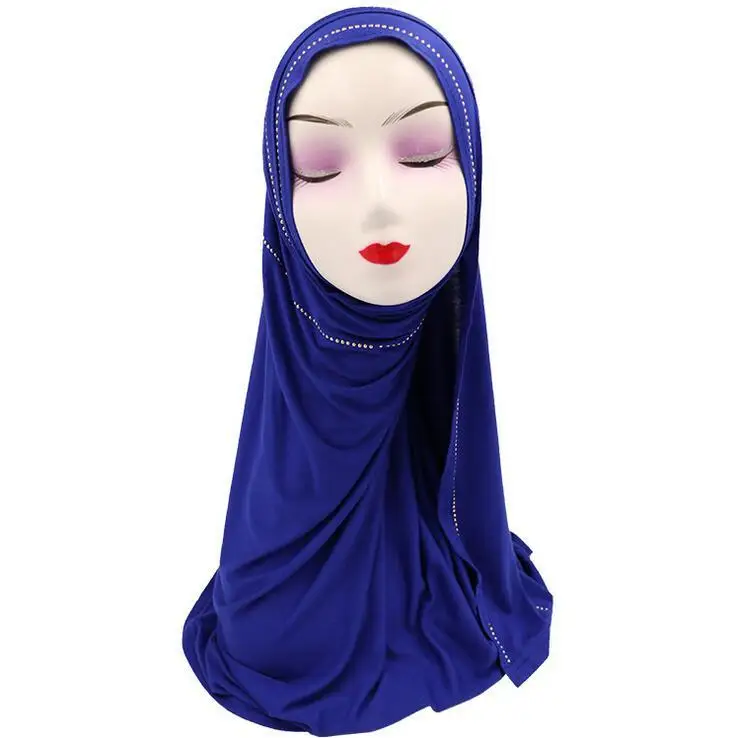 Women Muslim Long Scarf Hijab Shawls Rhinestone Scarves Islamic Headscarf Head Wrap Cover Turban Middle East Khimar Stole Casual