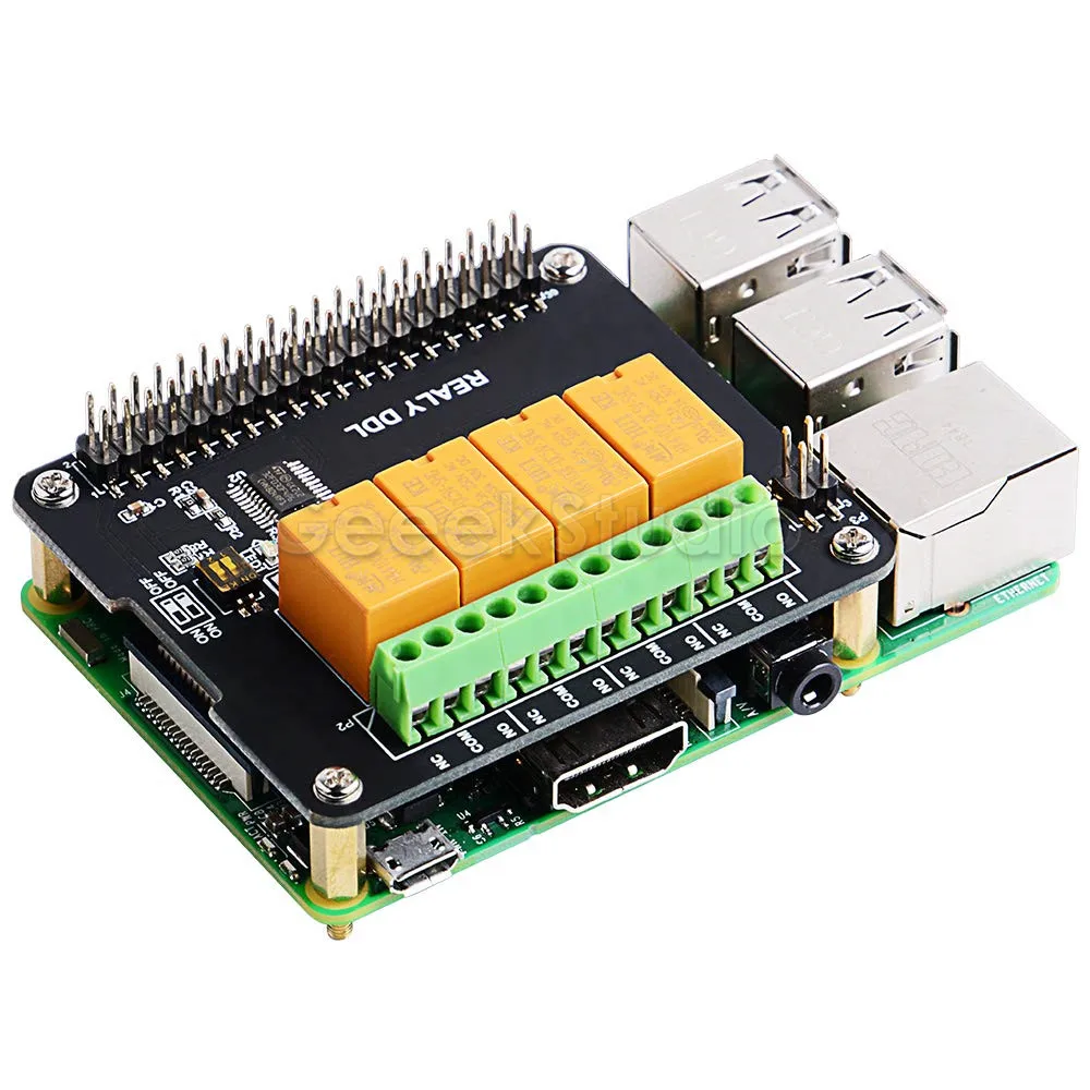 4 Channel Relay Hat Board For Raspberry Pi 4B / 3B+ (Plus) / 3B / 2B