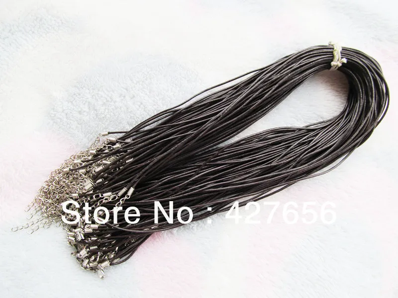 

1.5mm Brown Genuine Leather Cord Rope String,1.8inch Extender Chain,12mmx7mm Lobster Clasp, DIY Jewelry Beading Cord