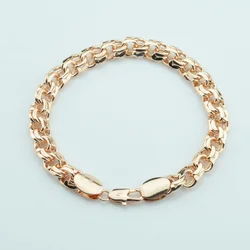 1pcs 8mm Big Chunky Men Womens 585 Rose Gold Color Double Rolo Curb Weave Bracelets Chains Jewelry Long