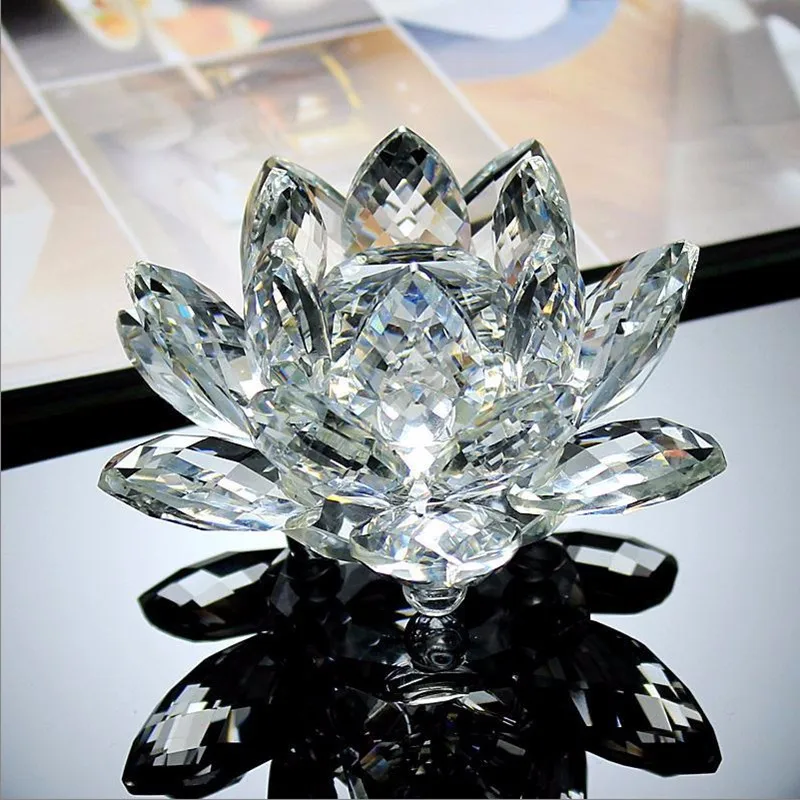 Free Shipping 100mm K9 Crystal Clear Lotus Fower For Home Decoration, Wedding Favor, Holiday Gifts Kid Surper Birthday Sovenir