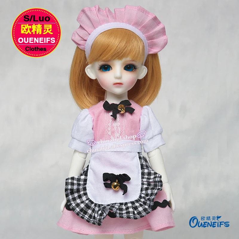 BJD SD Doll Clothes 1/6 Outfit Pink Dresses Plaid aprons Anime uniforms Temptations For AI Girl Body YF6-66 Doll Accessories