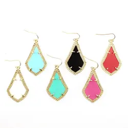 Classic Fashion Brand Designer Inspired Design K Claw Acrylic Resin Stone Inset Kite Dangle Drop Earrings for Women S Jewelry