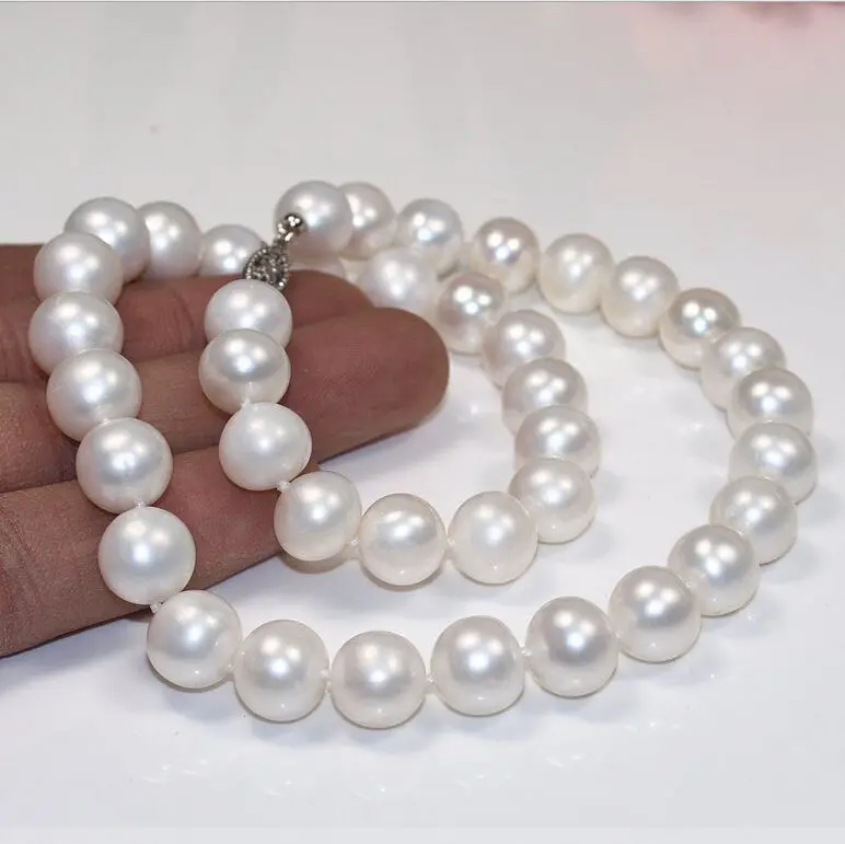 

free shipping HUGE AAA 18" 11-12MM SOUTH SEA GENUINE WHITE PEARL NECKLACE 14 r a(5.18)