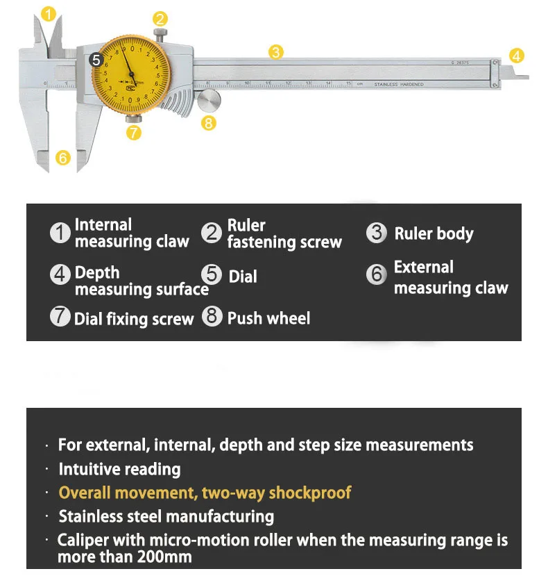 Dial calipers 0.01mm High precision stainless steel vernier with table caliper 0-150 0-200 0-300 mm caliper dial vernier caliper