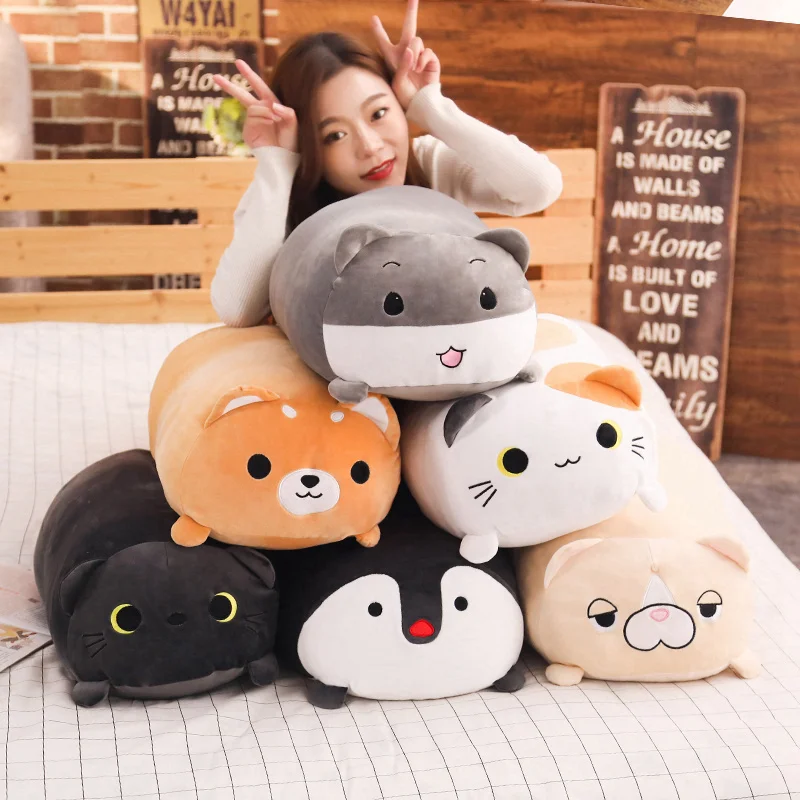 Soft Animal Cartoon Pillow Cushion Lovely Big Shiba Inu Dog Cat Penguin Hamster Plush Toy Stuffed Cute kids Baby Birthyday Gift